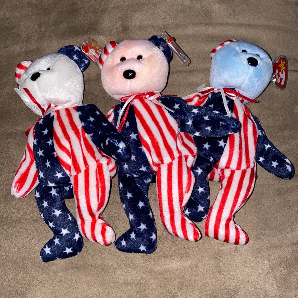 red white and blue Ty beanie babies